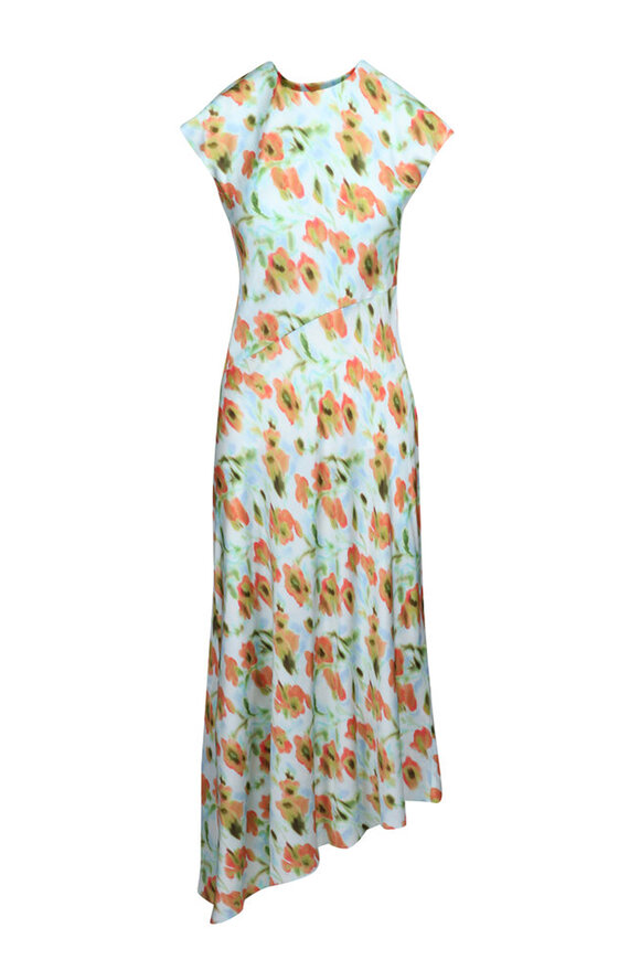 Tanya Taylor Floral Powder Blue Violeta Midi Dress - view 1