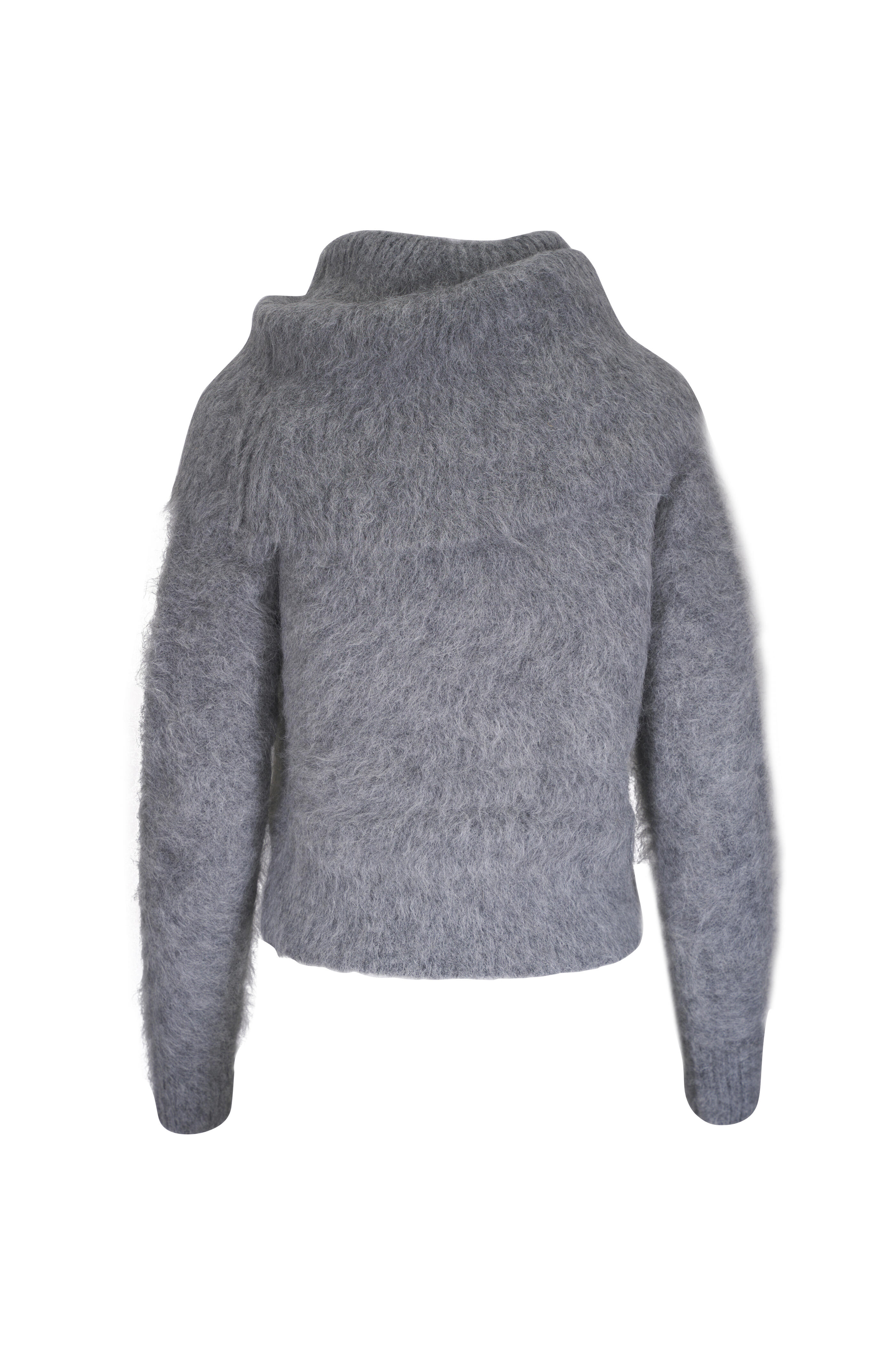 Totême - Gray Mélange Funnel Neck Sweater