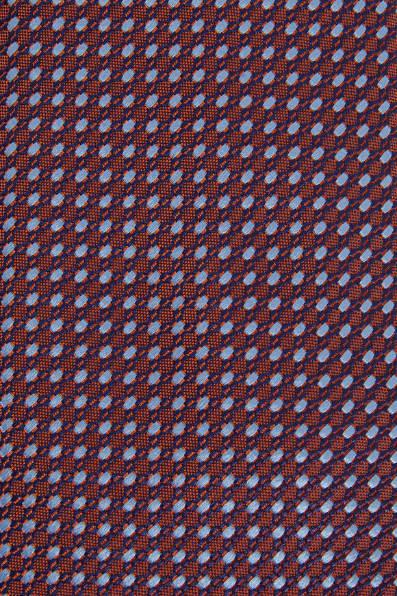 Brioni -  Orange & Light Blue Geometric Silk Necktie