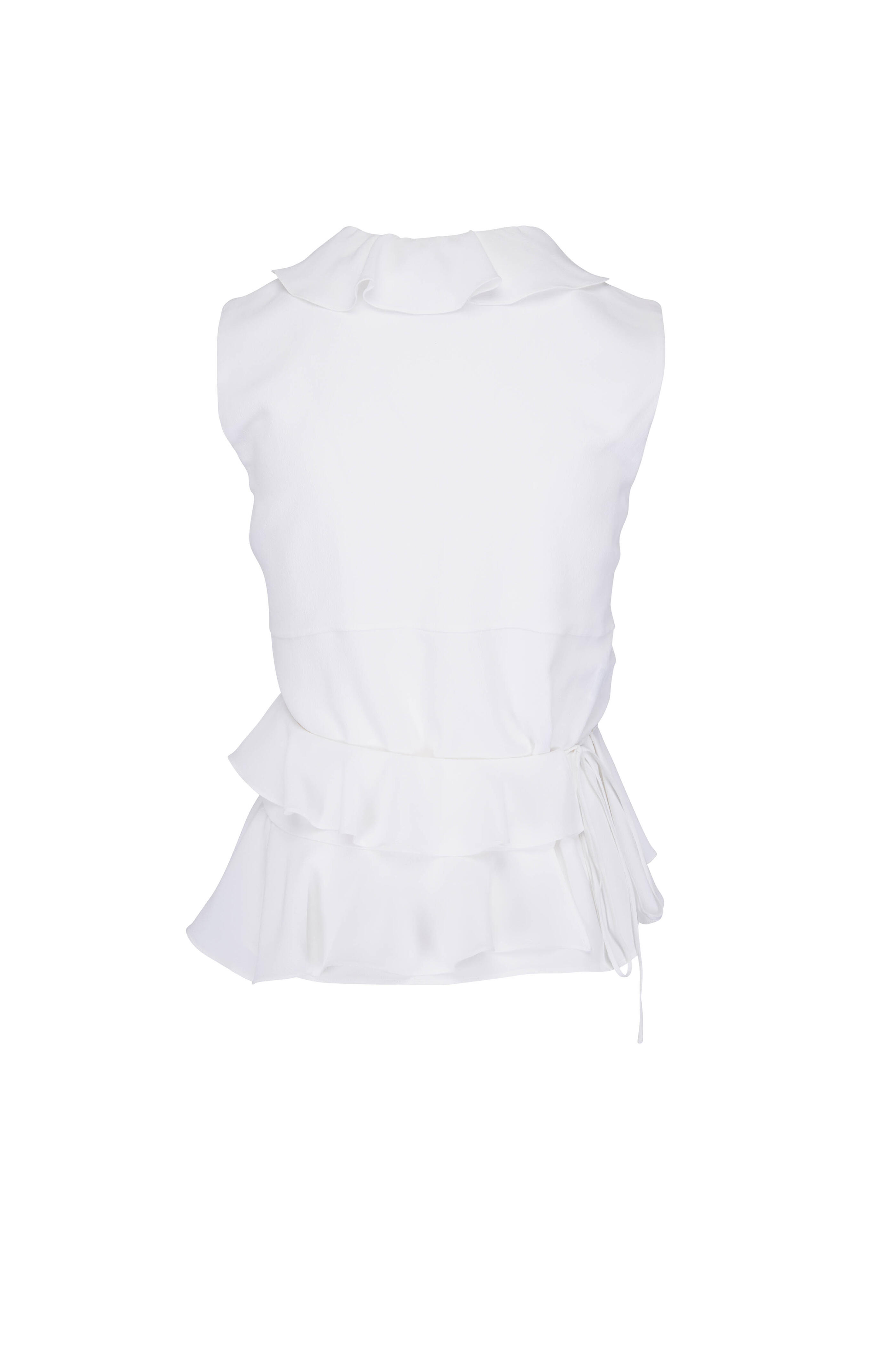Altuzarra - Depeche Natural White Ruffled Crepe Wrap Blouse