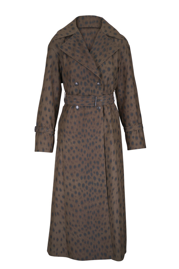 Akris Punto Hazel Bark Animal Print Oversized Trench Coat