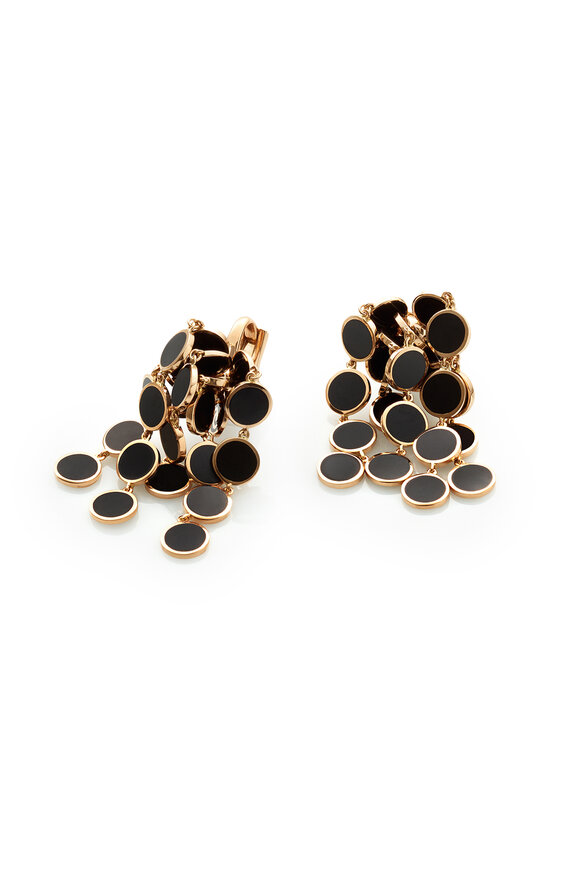 Chantecler 18k Rose Gold Black Enamel Mini Cascade Earring
