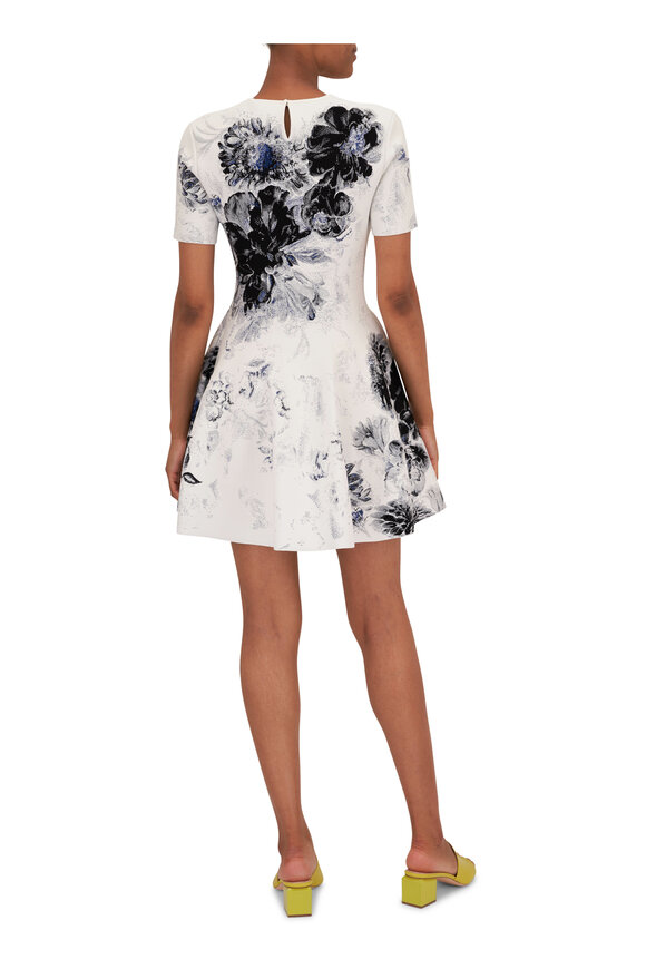 McQueen - Jacquard-Knit Floral Print Flare Dress