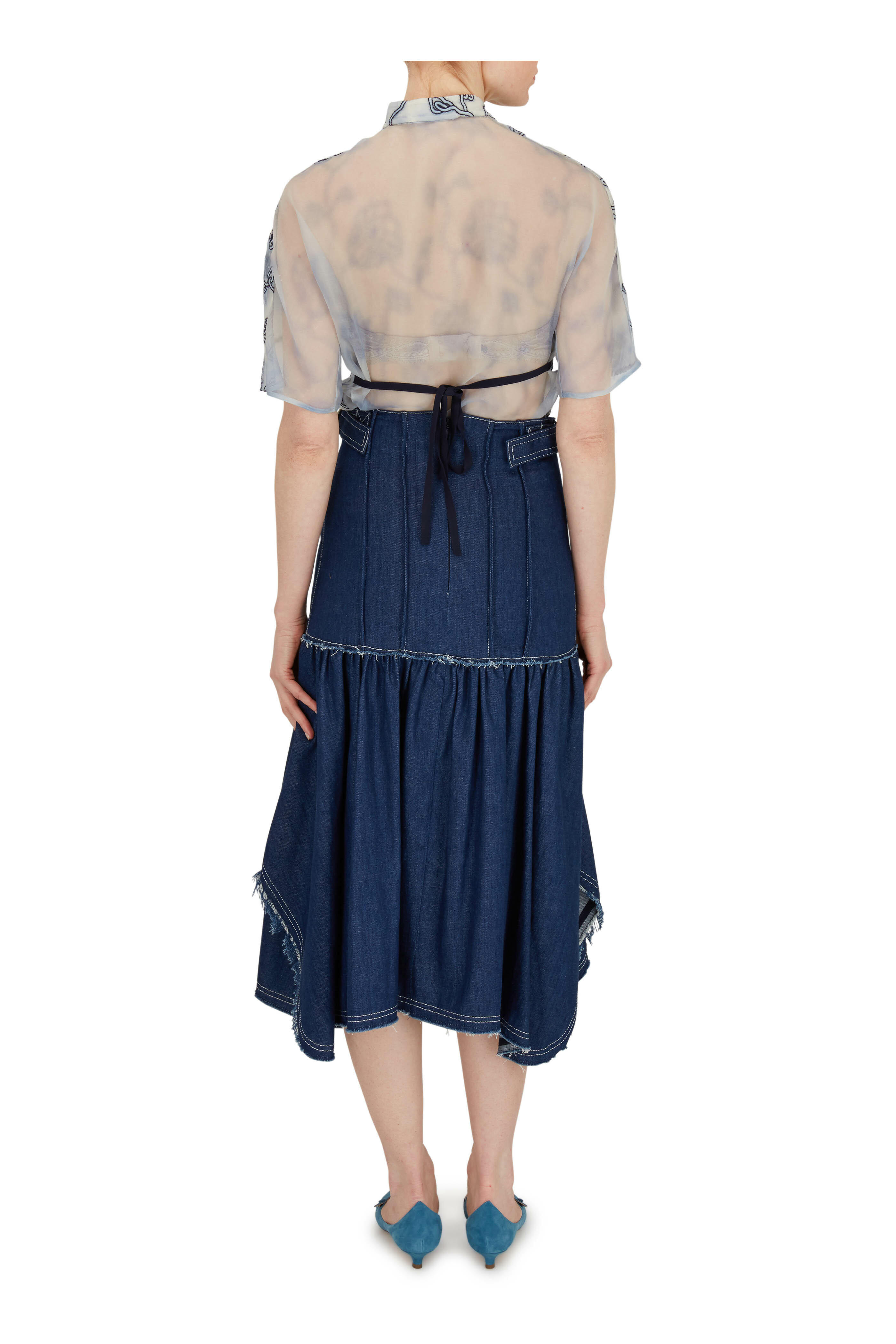 Chloé - Denim Blue Front Button Raw Edge Seam Skirt