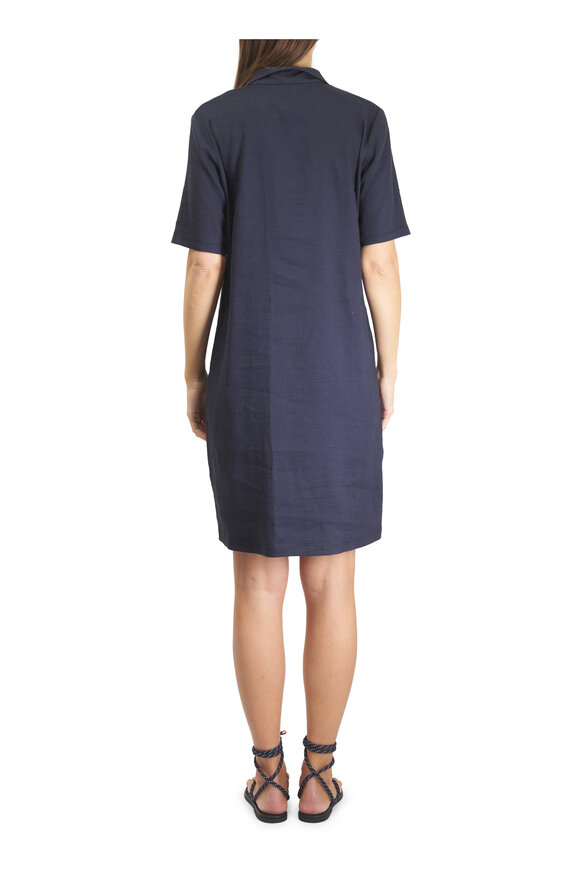 Peter Cohen Paola Navy Stretch Linen Viscose Dress - view 4