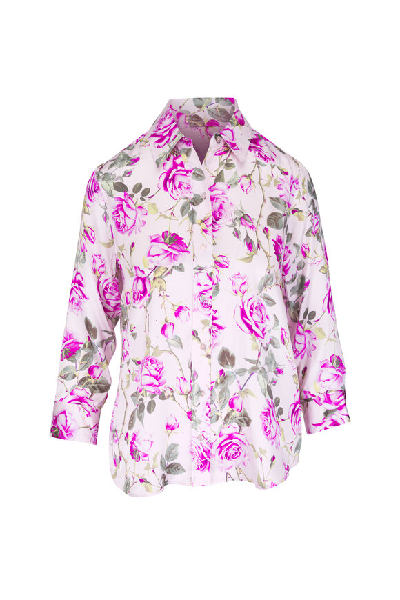 L'Agence Dani Light Purple Grandiflora Rose Silk Blouse - view 1