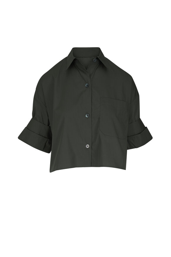 TWP Next Ex Green Superfine Cotton Cropped Shirt - view 1