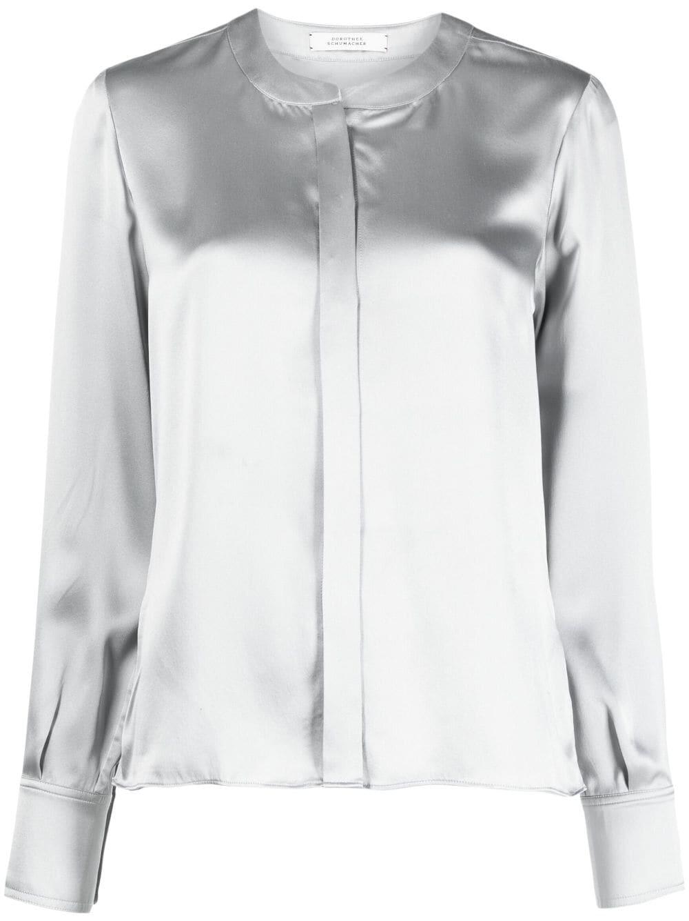 Dorothee Schumacher - Sleek Attraction Silver Gray Silk Blouse