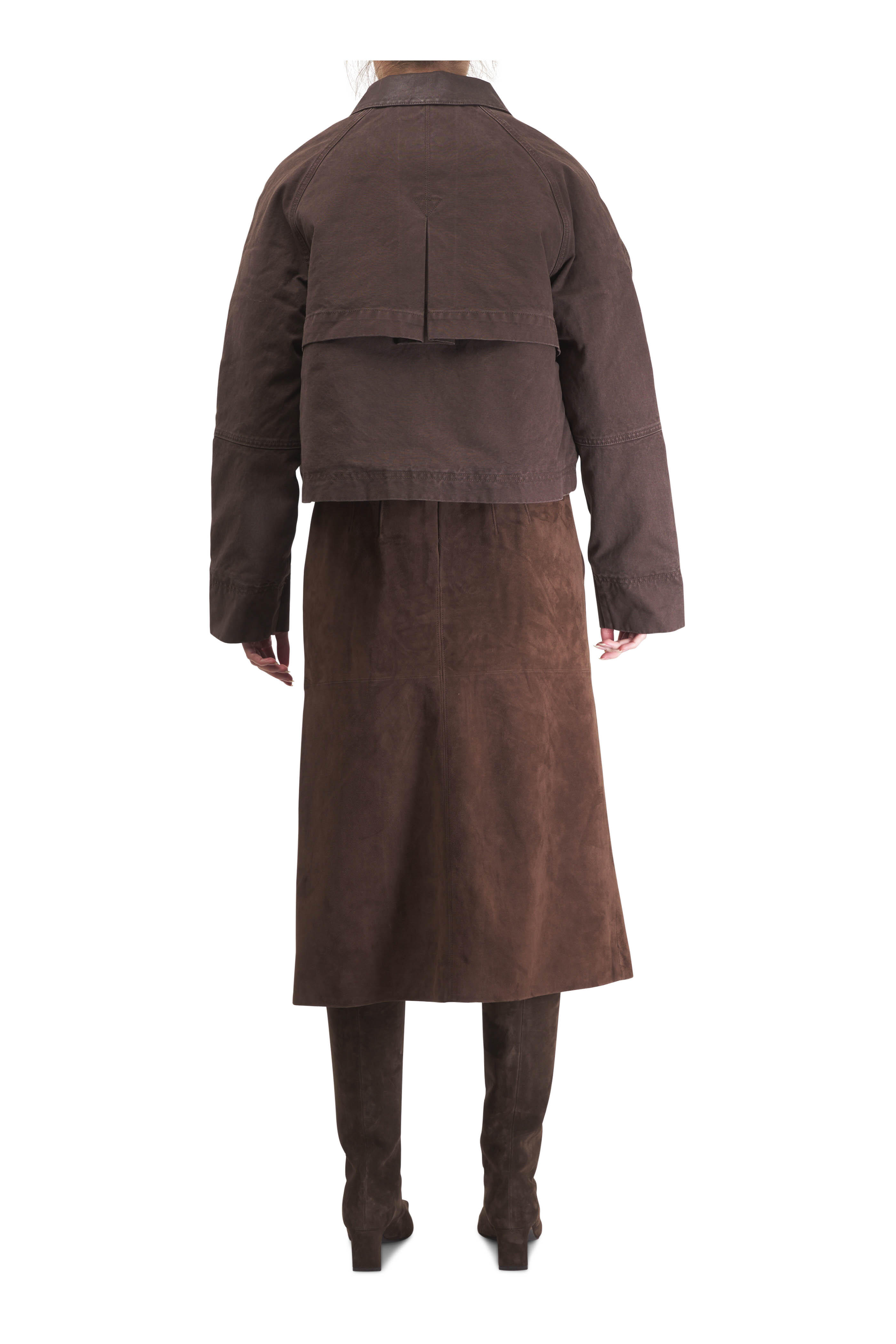 Veronica Beard - Arlo Dark Umber Coated Canvas Cropped Chore Jacket