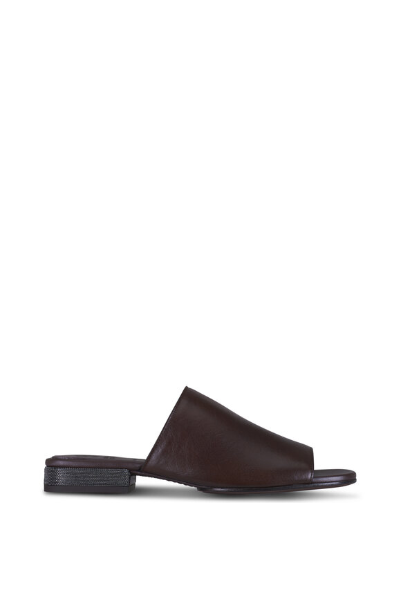 Brunello Cucinelli Cocoa Leather Riding Mule, 20mm - view 3