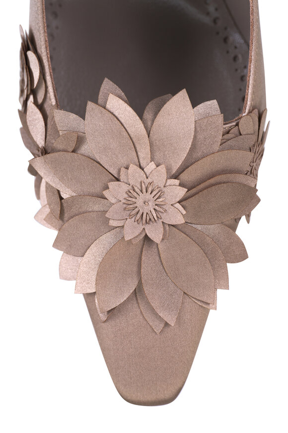 Manolo Blahnik - Moiraflor Dark Khaki Floral Satin Pump, 90mm