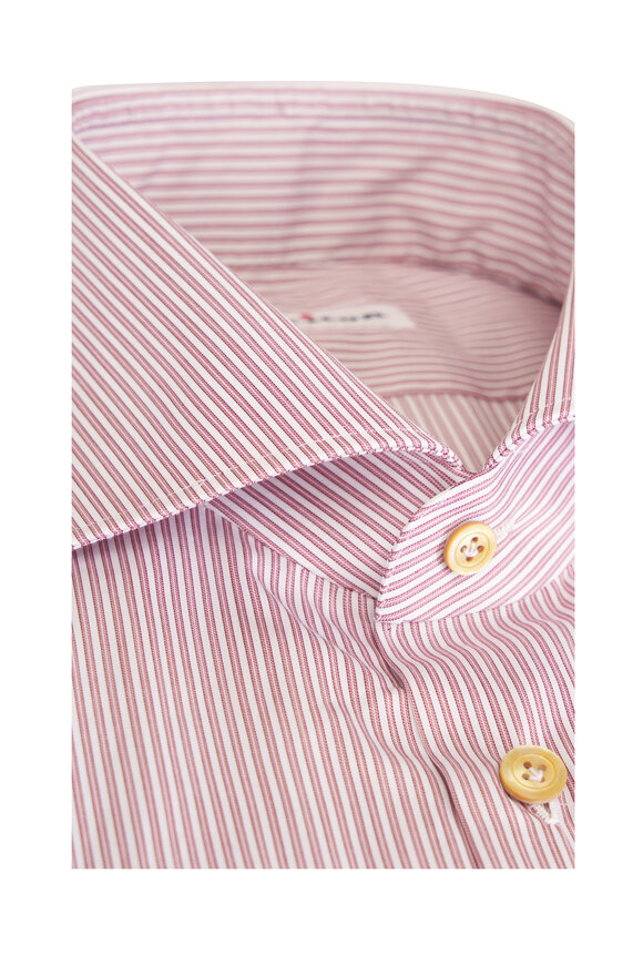 Kiton Red & White Stripe Sport Shirt - view 2