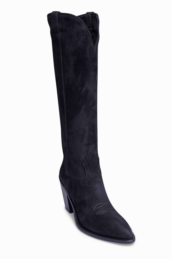 Partlow Leigh Anne Black Suede Knee High Boot