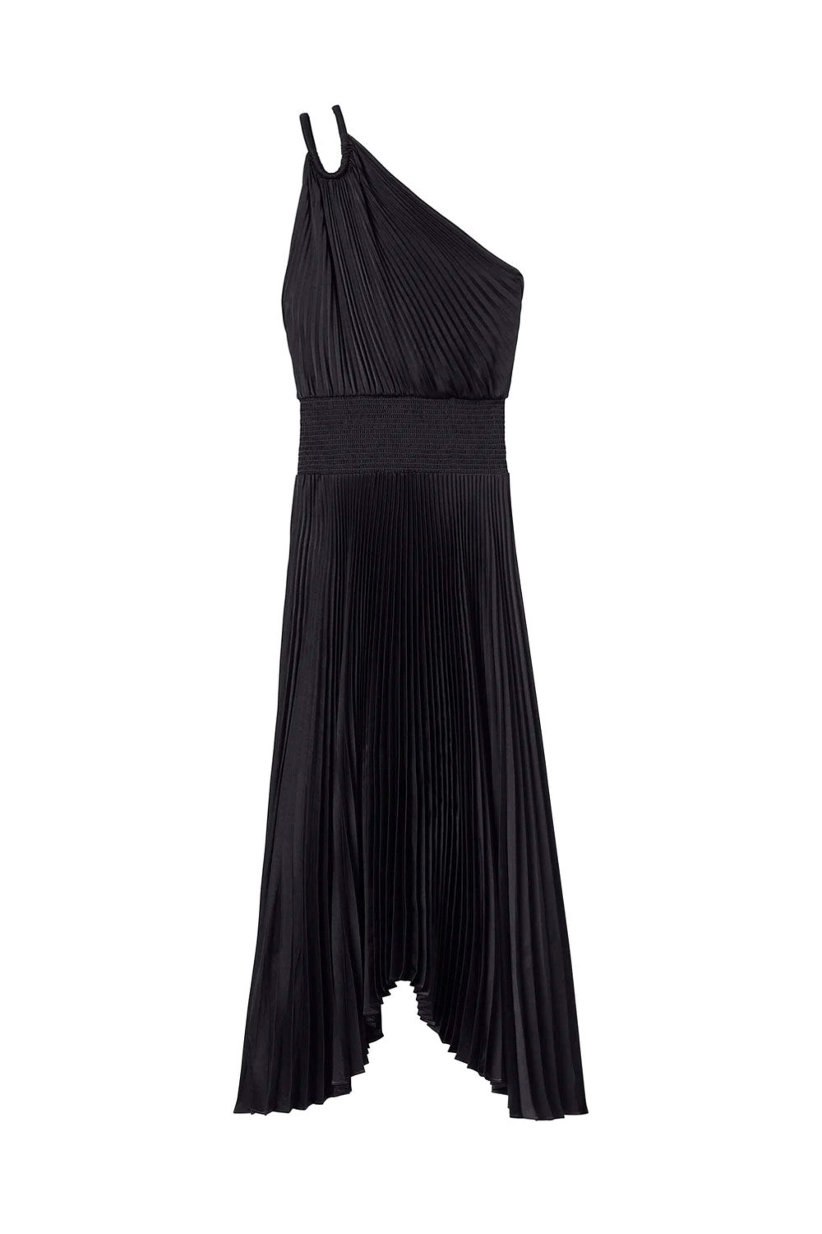 A.L.C. - Black Ruby Satin Pleated Midi Dress