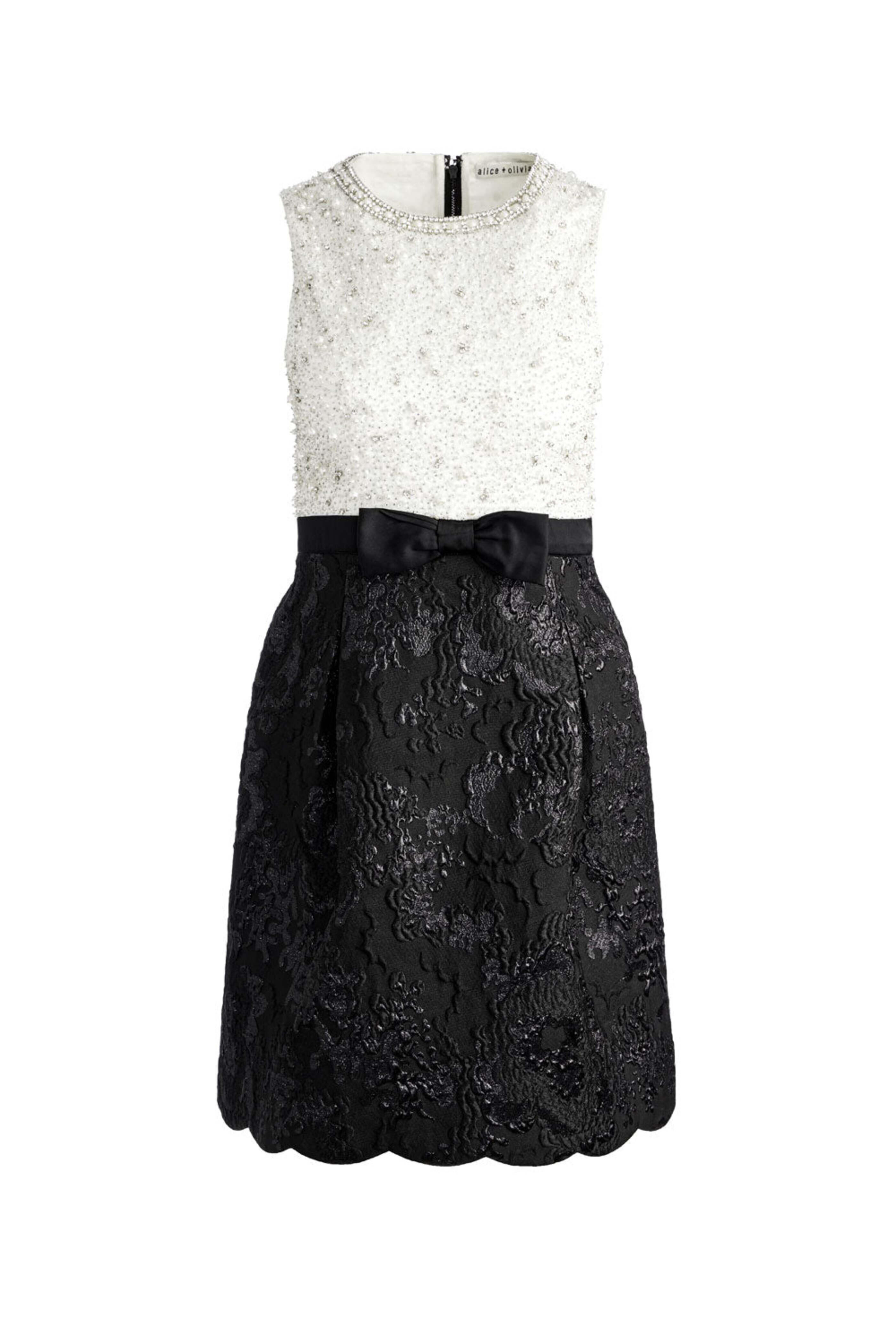Alice & Olivia - Ecru and Black True Embellished Mini Dress