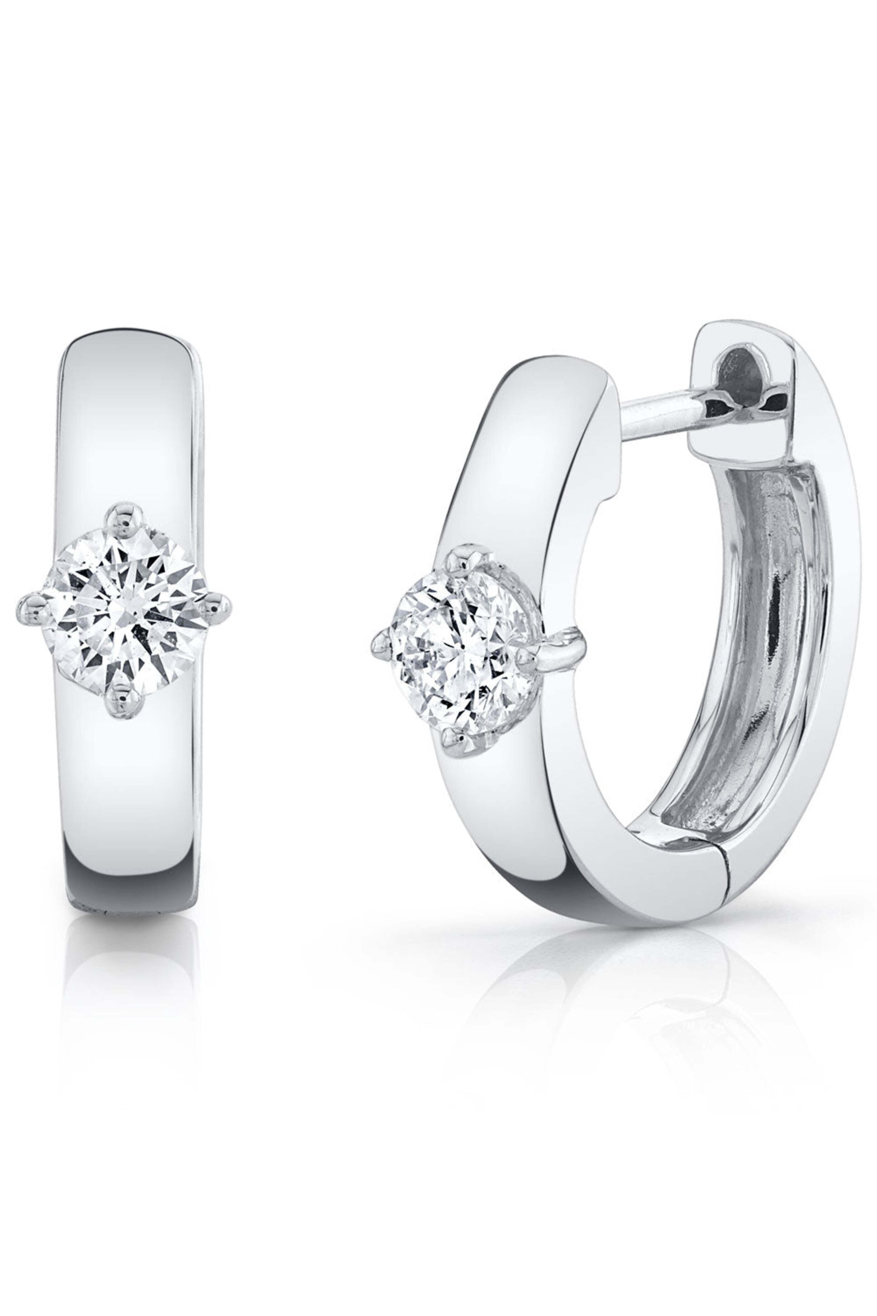 Anita Ko - White Gold Round Diamond Huggie Hoop Earrings