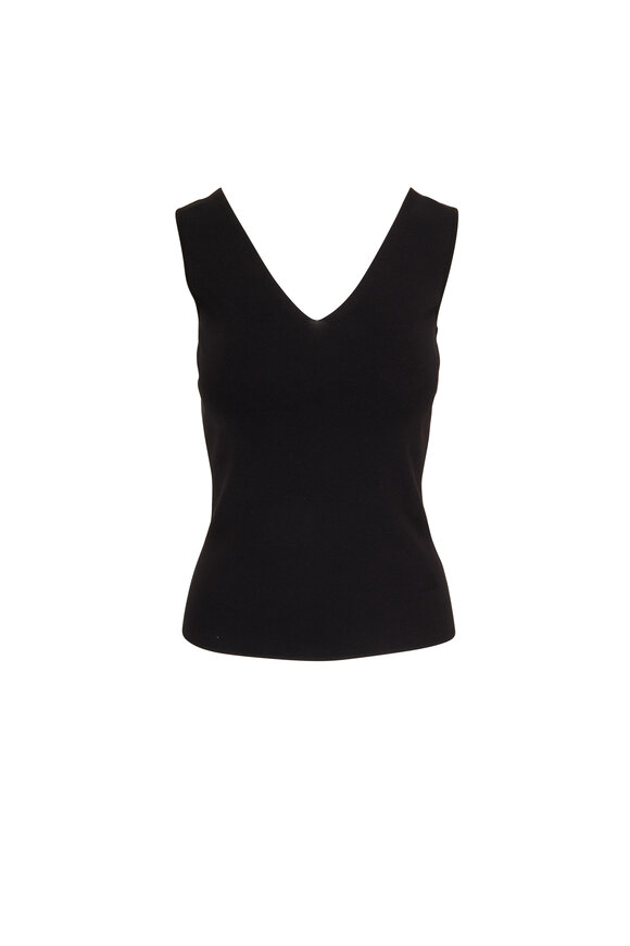 Akris - Black Fitted V-Neck Tank