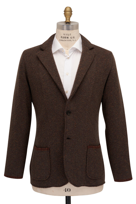 Maurizio Baldassari - Maxi Cable Dark Olive Knit Sport Coat