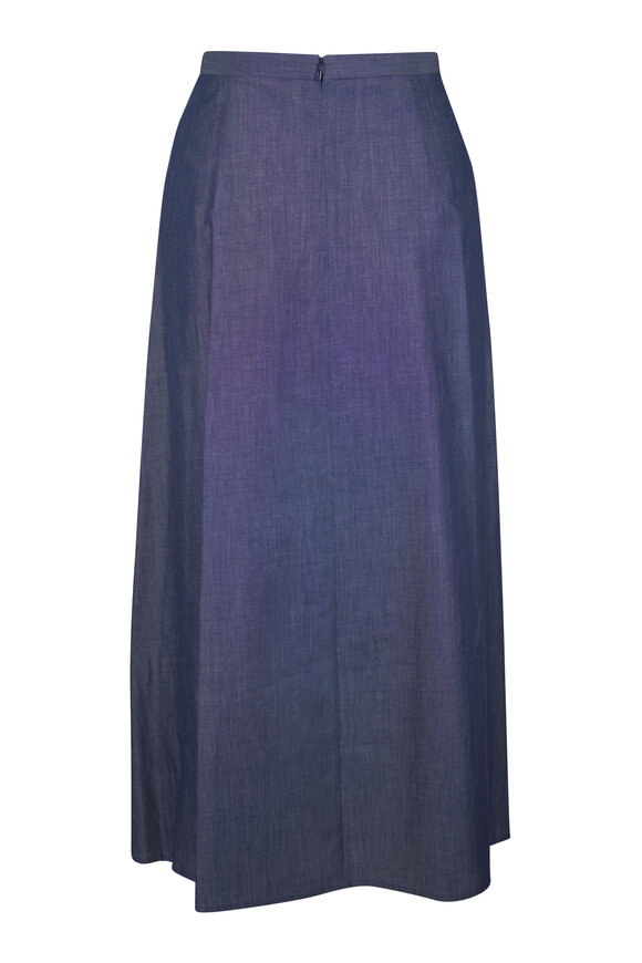 Akris Denim Cotton Pleated Midi Skirt - view 2