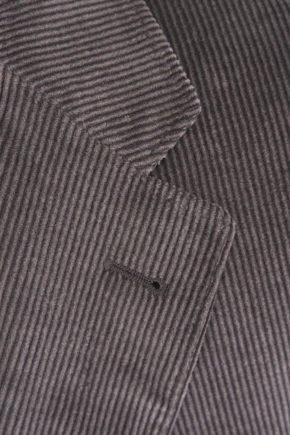 Canali Gray Luxury Solid Corduroy Sportcoat - view 3