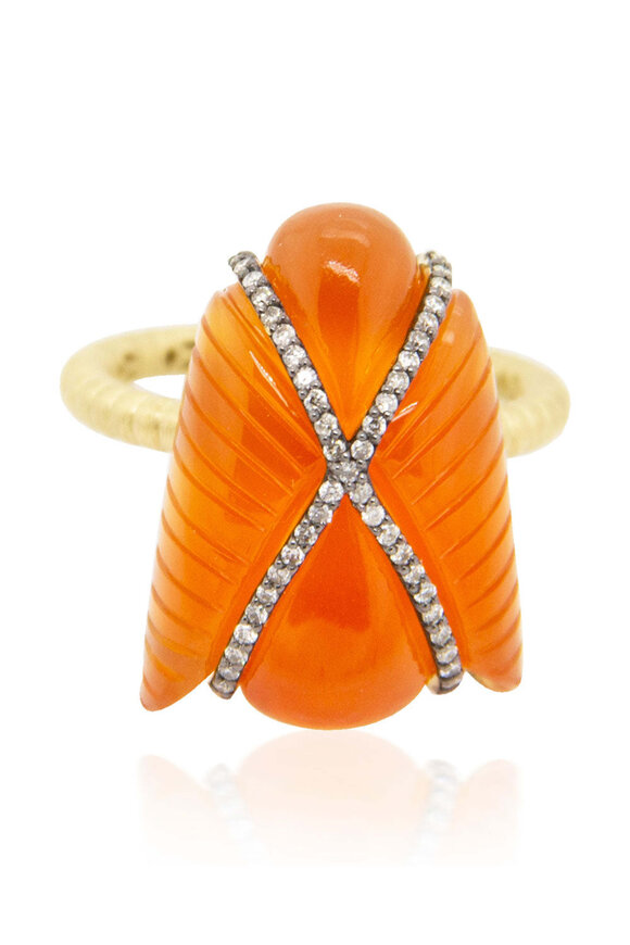 Silvia Furmanovich Diamond & Orange Chalcedony Egypt Fly Ring