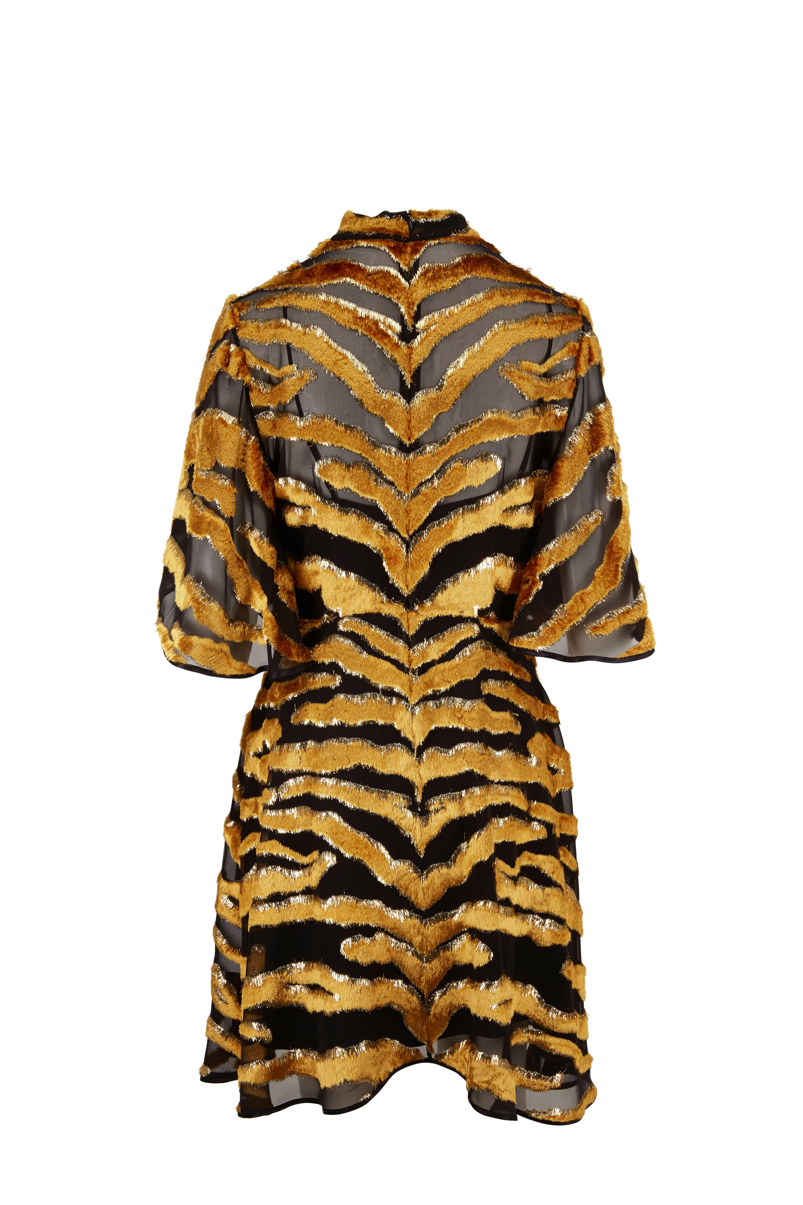 Adam Lippes - Tiger Velvet Burnout Short Sleeve Mini Dress