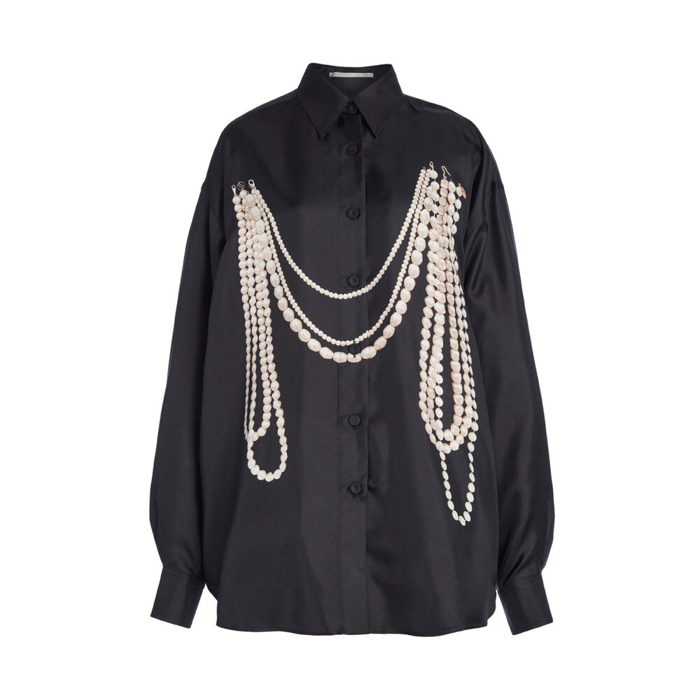 Stella McCartney - Black Pearl Print Button Down Shirt