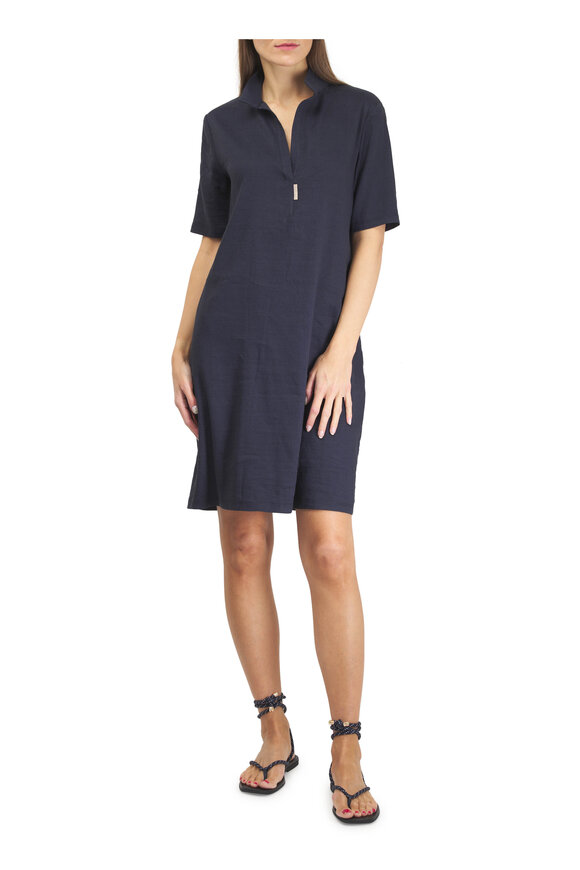 Peter Cohen Paola Navy Stretch Linen Viscose Dress - view 2