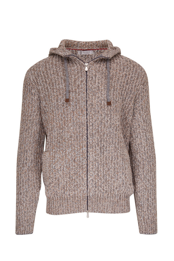 Brunello Cucinelli - Brown & Gray Zip Cardigan 