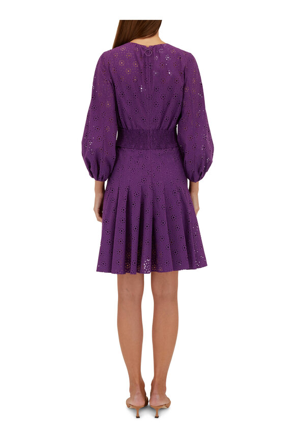 Akris Punto - Purple Laser Cut Eyelet Cotton Dress