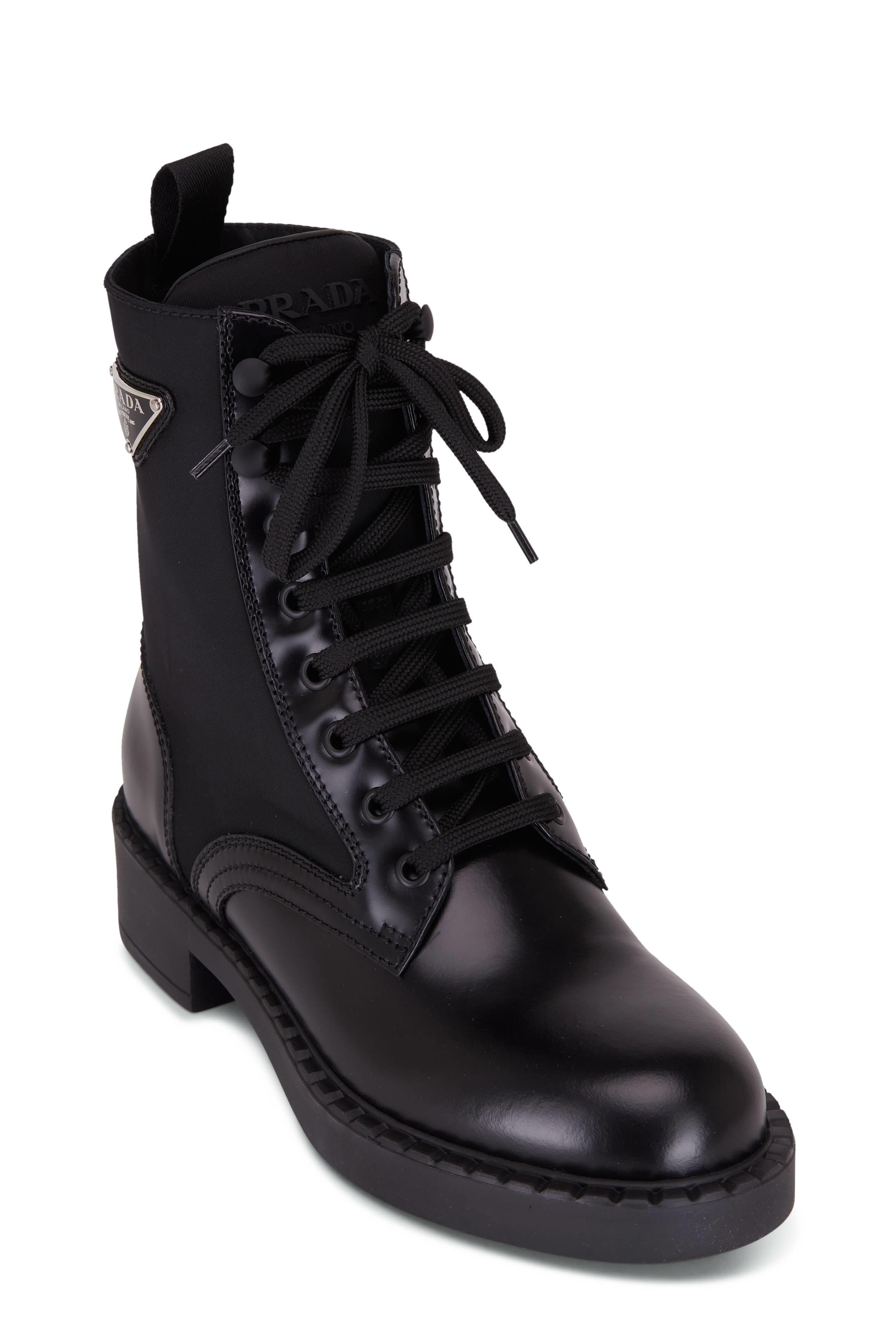 Prada - Black Leather & Nylon Boot, 50mm | Mitchell Stores
