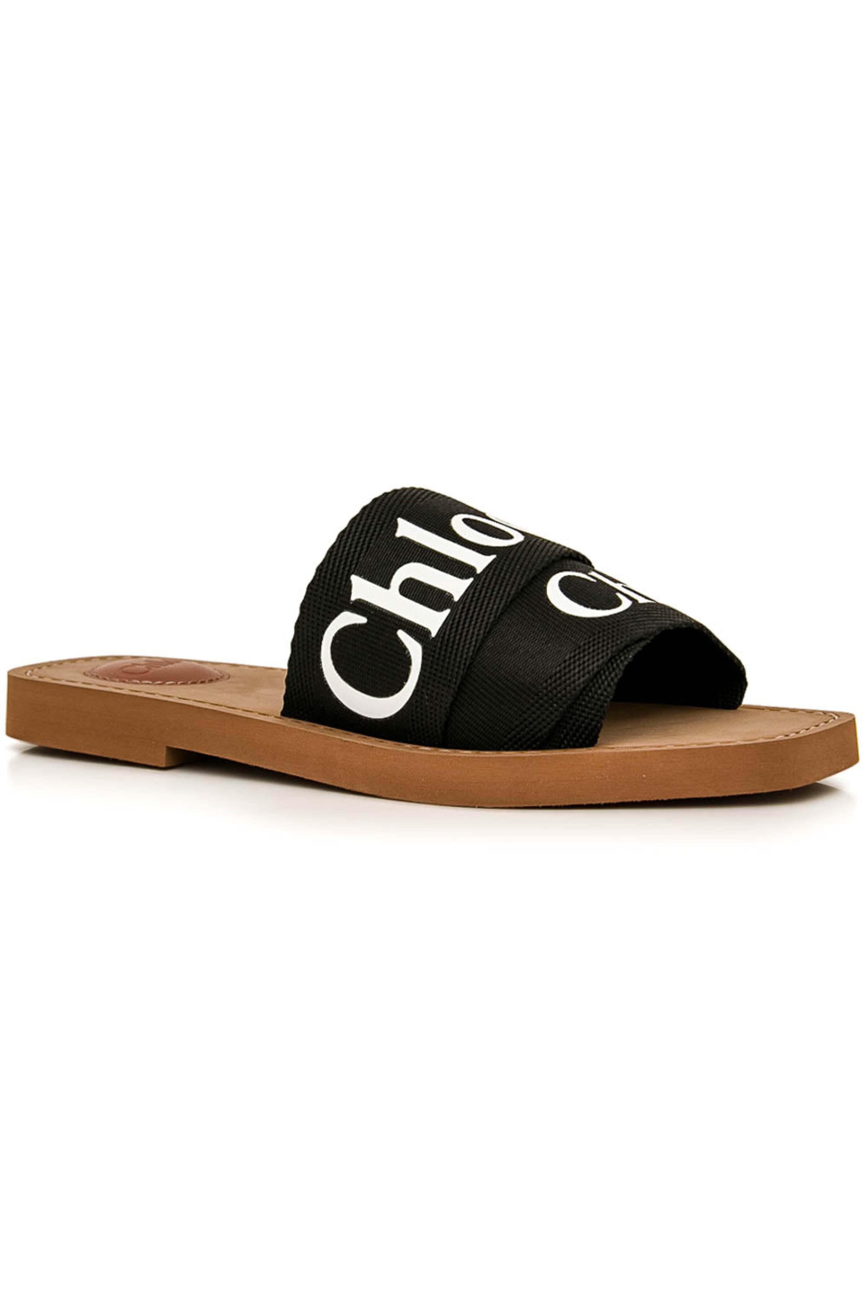 Chloé - Woody Flat Mule in Black Canvas