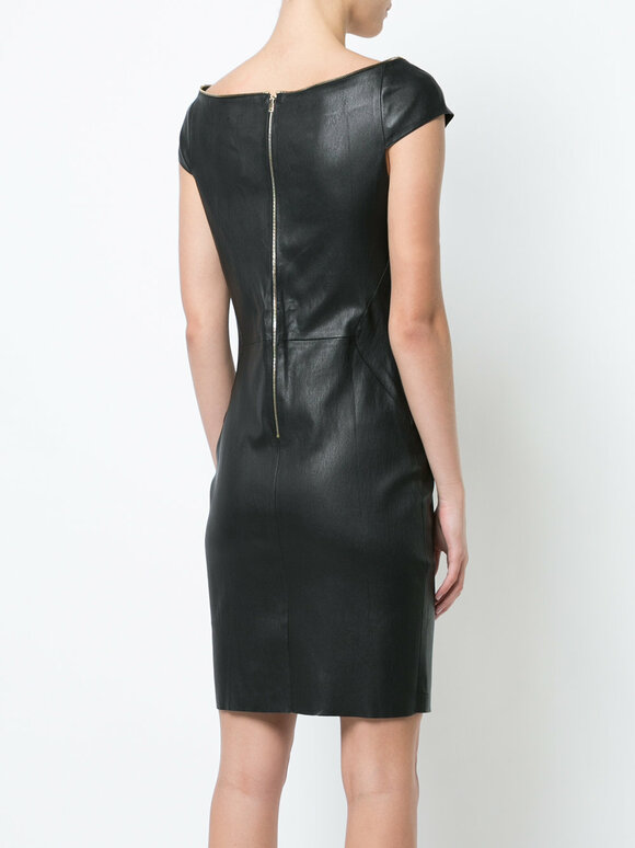 Jitrois - Diva Black Cap Sleeve Leather Dress