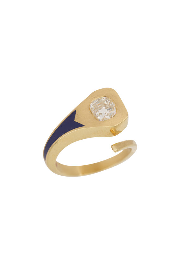 Circa 1700 18k Yellow Gold Luck & Strength Enamel Diamond