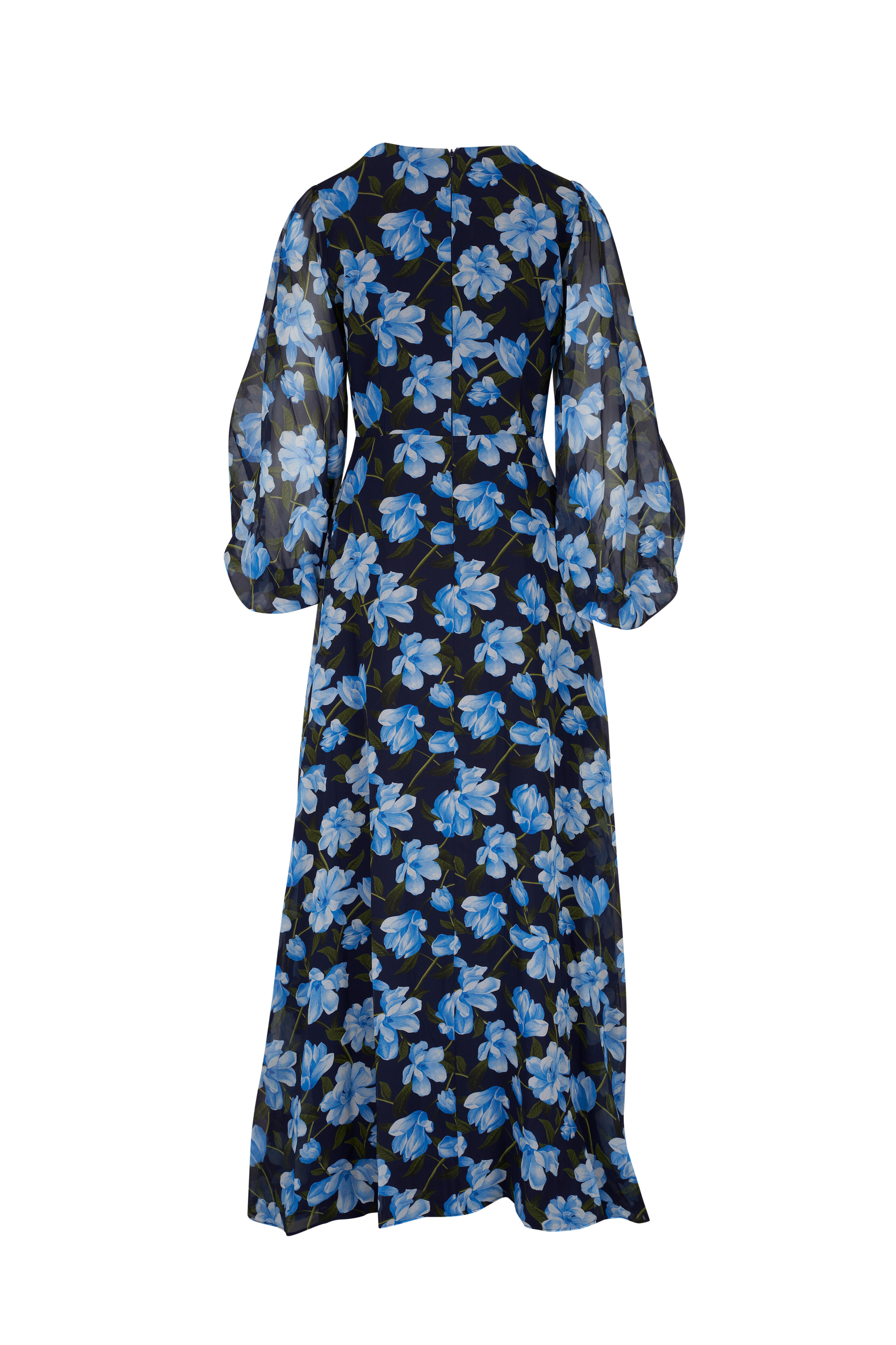 Sachin + Babi - Jenny Ocean Blue Magnolia Floral Print Gown