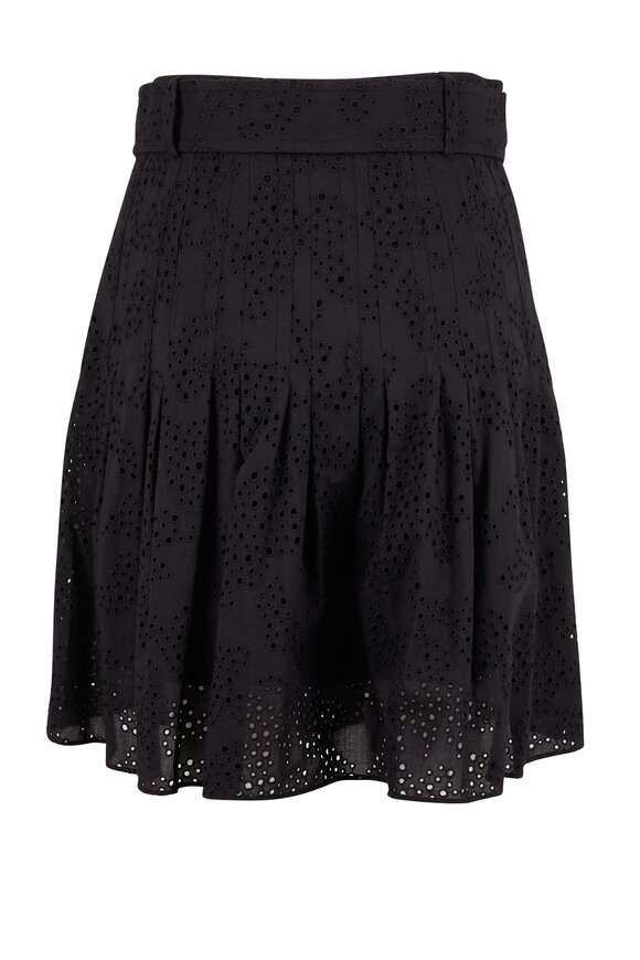 Akris Punto - Black Embroidered Flared Skirt