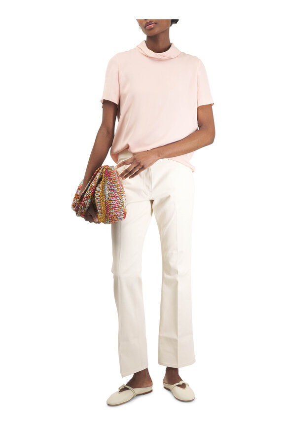Valentino Georgette Solid Rose Silk Top - view 2
