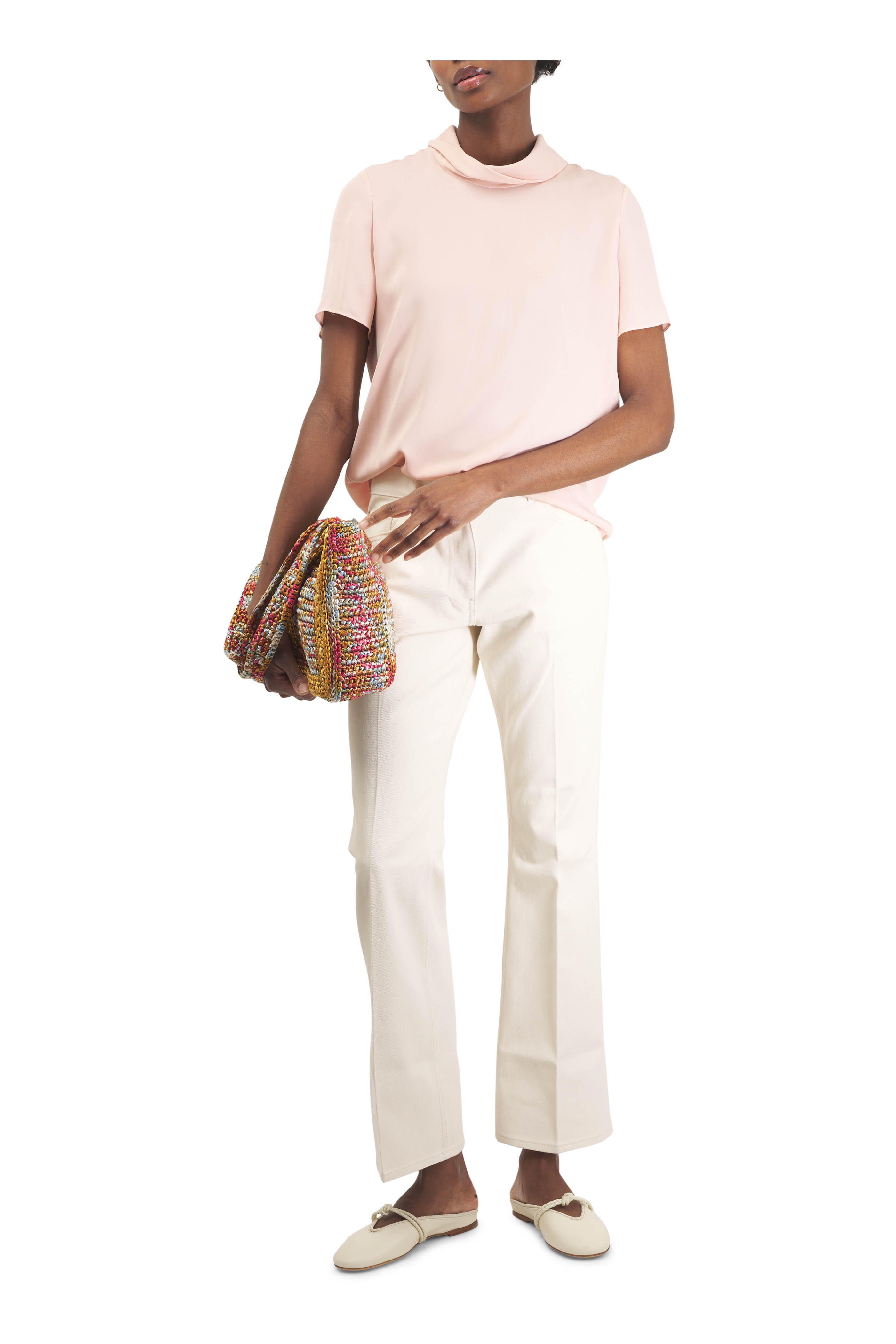 Valentino - Georgette Solid Rose Silk Top