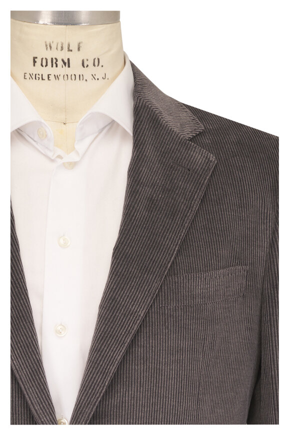 Canali Gray Luxury Solid Corduroy Sportcoat - view 1