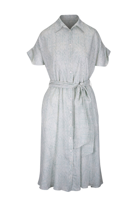 Kiton - Blue & White Printed Cotton & Silk Midi Dress