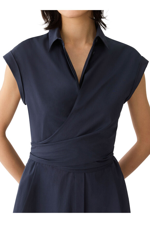 Lafayette 148 New York Ink Organic Cotton Poplin Wrap Shirtdress - view 4