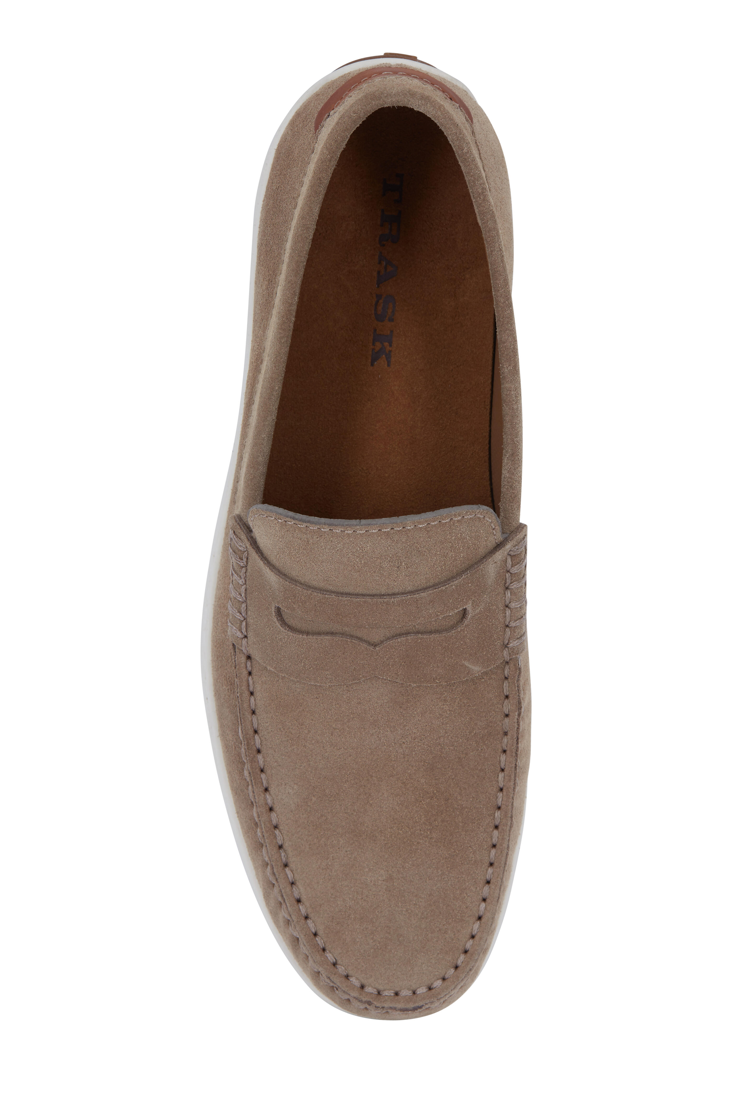 Trask Sheldon Taupe Suede Penny Loafer Mitchell Stores