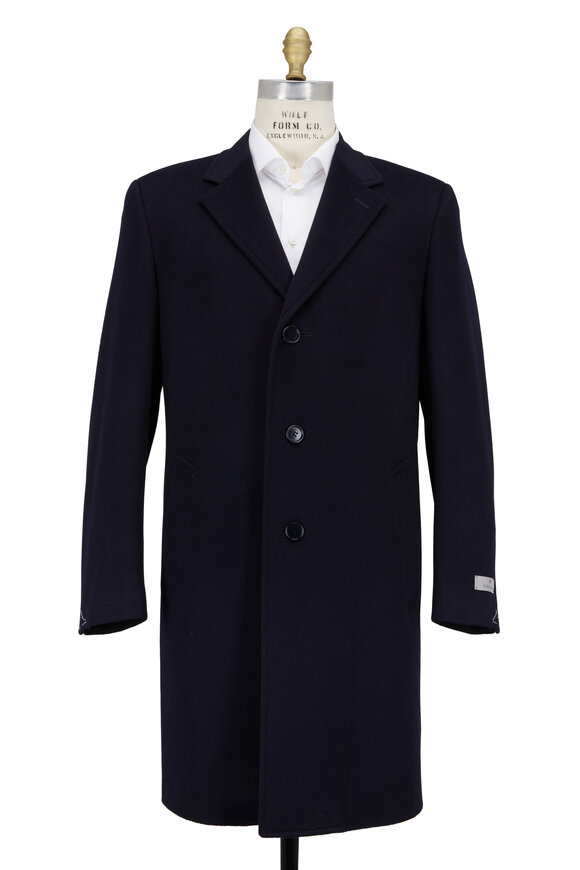 Canali - Navy Blue Wool & Cashmere Topcoat