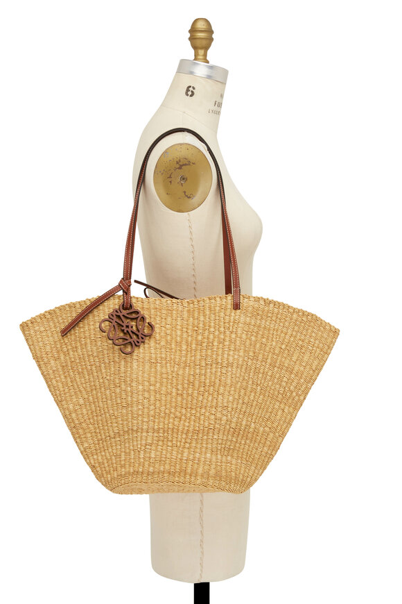 Loewe - Medium Shell Elephant Grass & Leather Basket Bag