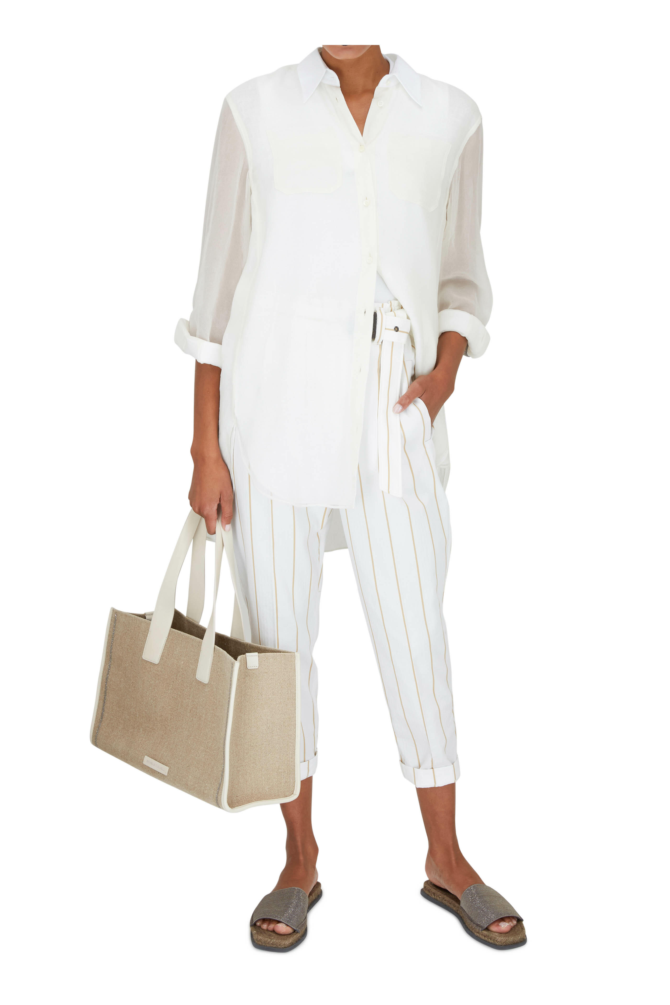 Brunello Cucinelli - Vanilla Organza Double Layer Long Blouse