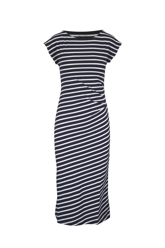 AG Aja Pacific Navy & Powder Side Pleat T-Shirt Dress