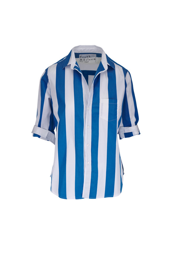 Frank & Eileen Eileen Wide Blue Stripe Relaxed Button Up Shirt