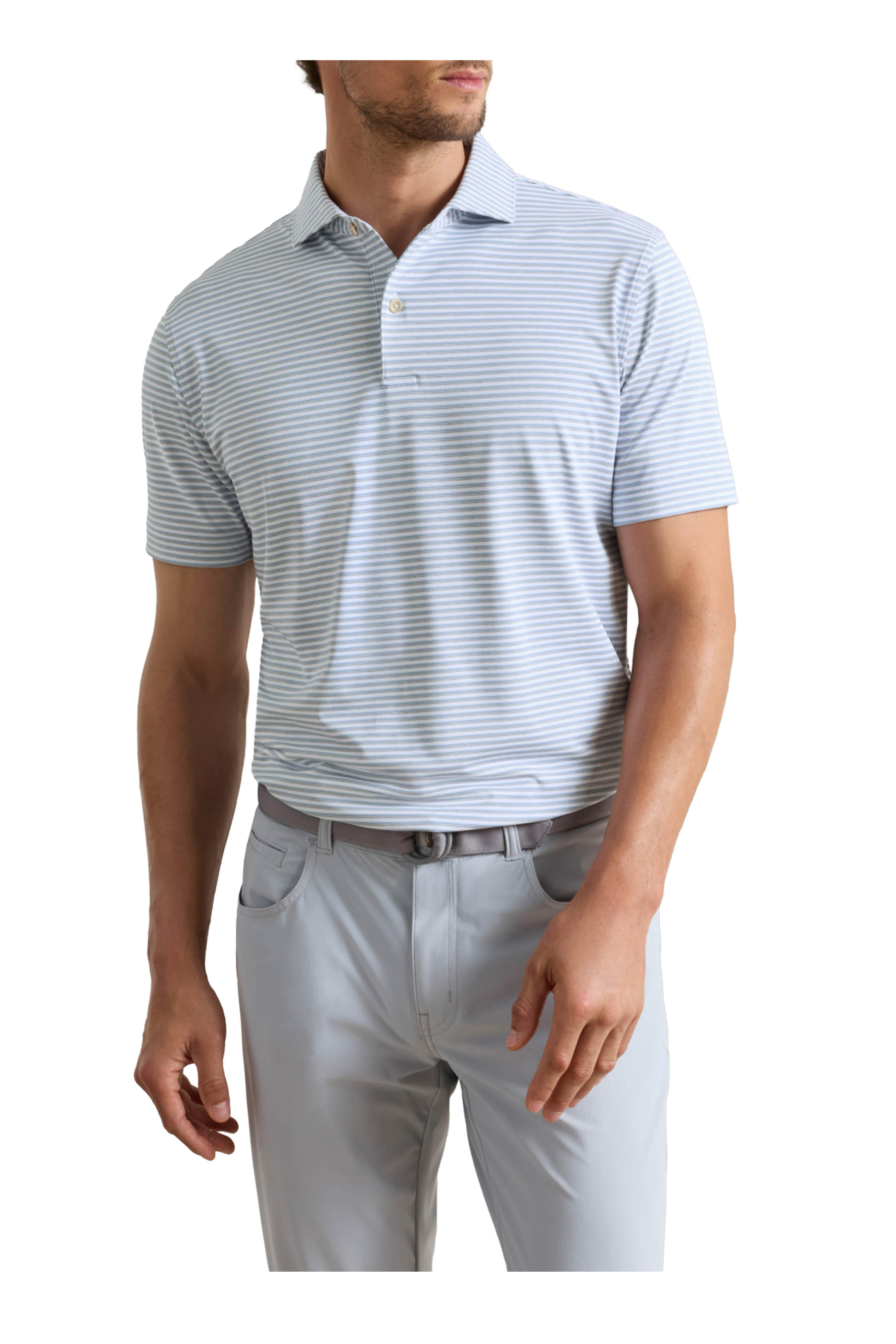 Peter Millar - Gray & Blue Stripe Polo - view 2