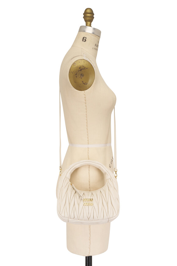 Miu Miu Small Wander White Quilted Leather Crossbody - view 7