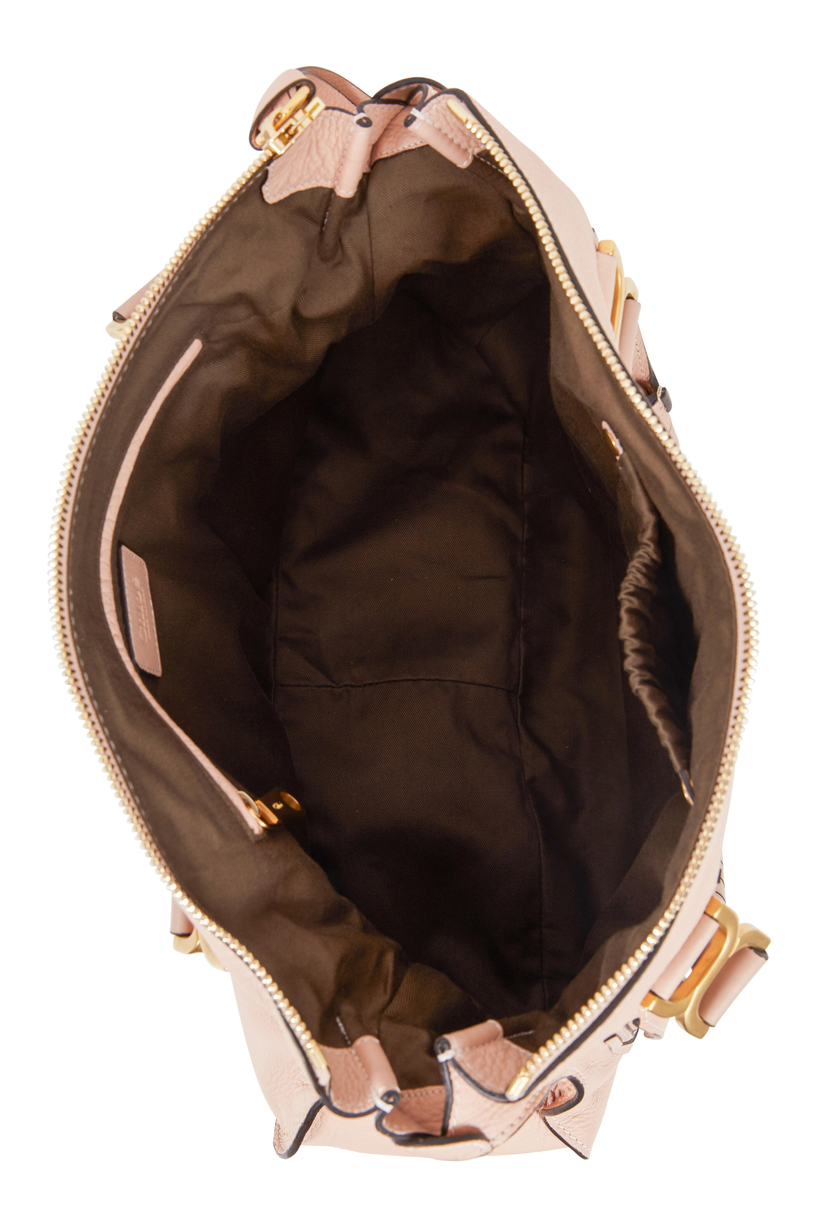 Chloé - Marcie Nude Textured Leather Large Shoulder Bag